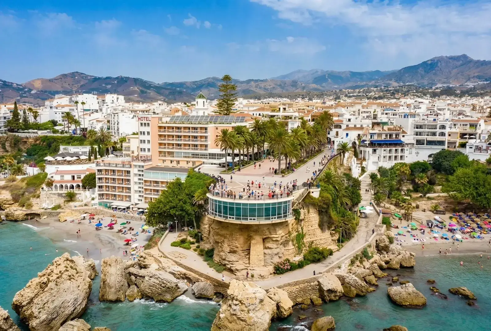 Nerja and the Balcón de Europa from the air