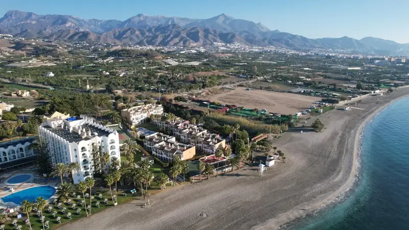 Aerial view of Río Marina and the beach, Nerja